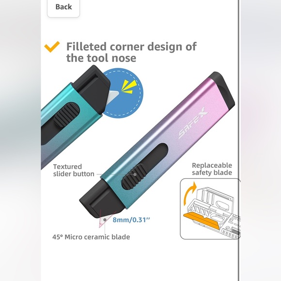 SAFEX Box Cutter Retractable Safety Ceramic Blade Manual Carton Cutter pink NWT - Picture 2 of 8